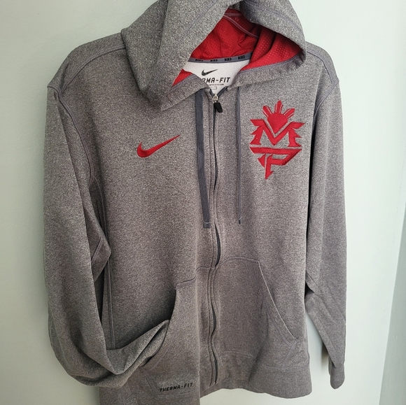 Nike Therma-Fit Men's Large Manny Pacquiano MP Full Zip Hooded Jacket Gray - Picture 2 of 8